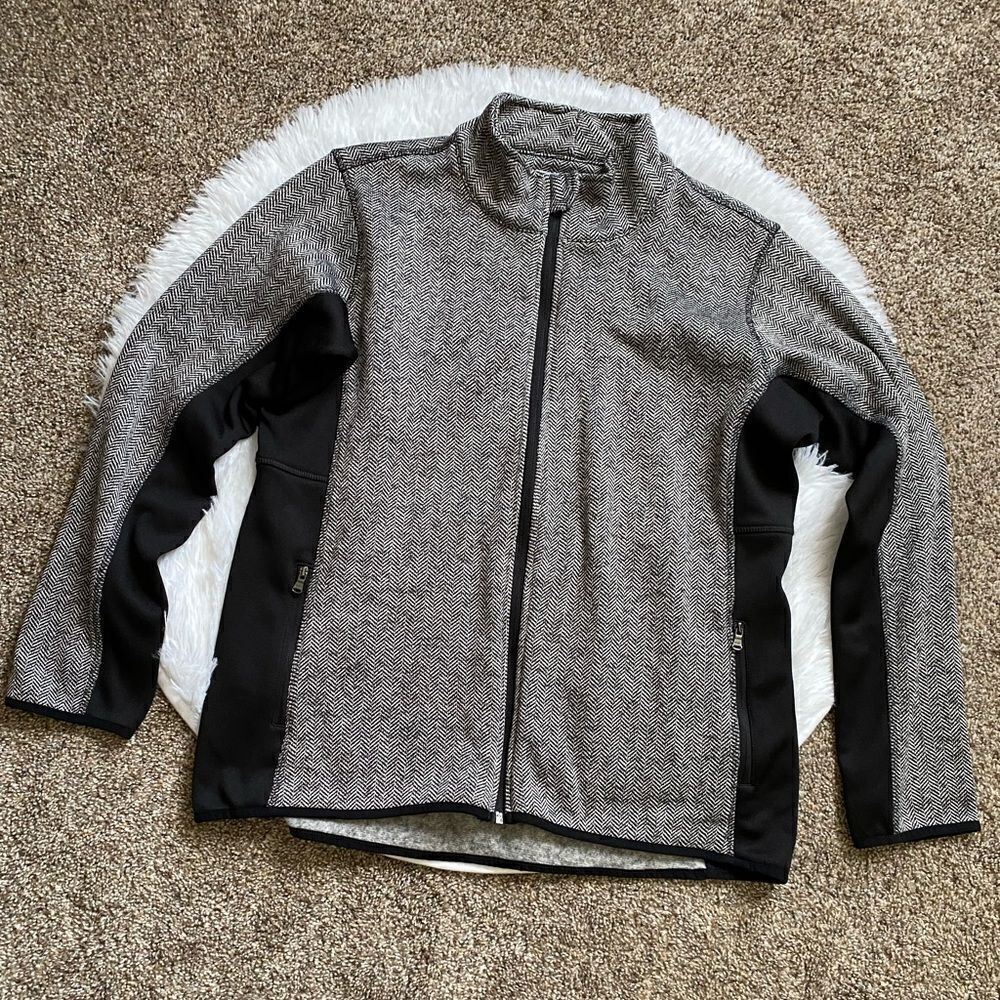 Marc New York Jacket Black White Full‎ Zip Front Fleece Lined Women’s Size XL